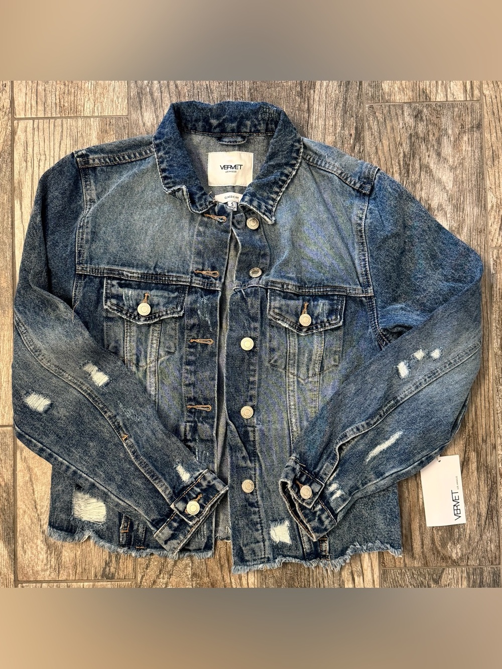 Vervet Distressed Blue Denim Jacket